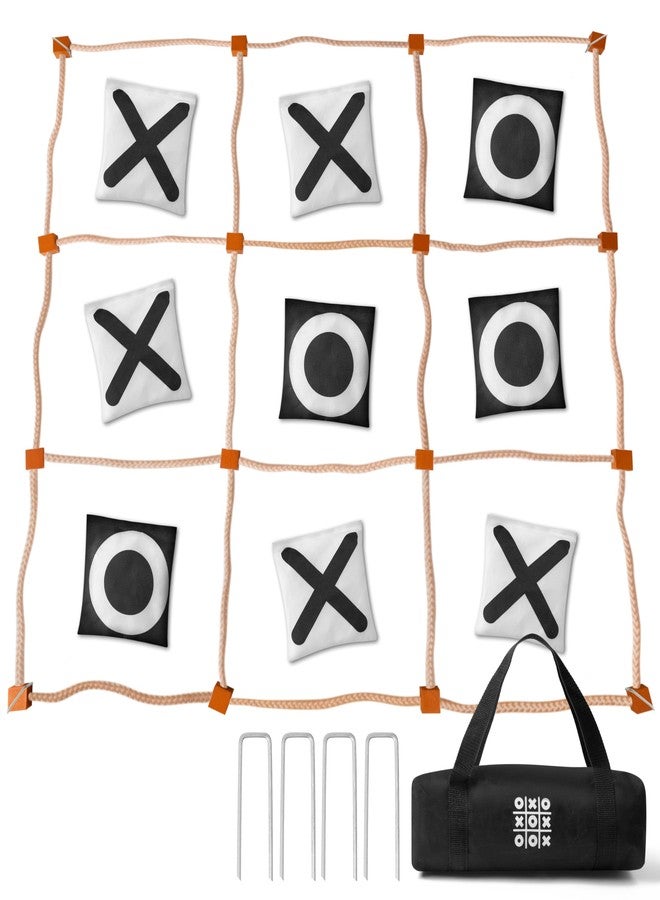 MALLMALL6 Giant Tic Tac Toe Game Summer Outdoor, 4Ft X 4Ft No Assembly Wooden Toss Indoor Game with 10 Widen Weighted Bean Bag, Large Yard Backyard Lawn Carnival Camping Toss Across for Family Adults - Image 1