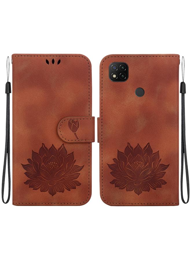Case For Xiaomi Redmi 9C / 9 Activ Lotus Embossed Leather Phone Case