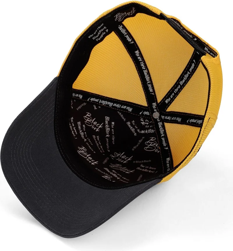 Black Börk Blackbörk V1 Trucker Legend - Unisex Dark Anthracite-Yellow Hat (Cap) with 2 Code Logo