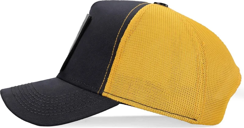 Black Börk Blackbörk V1 Trucker Legend - Unisex Dark Anthracite-Yellow Hat (Cap) with 2 Code Logo