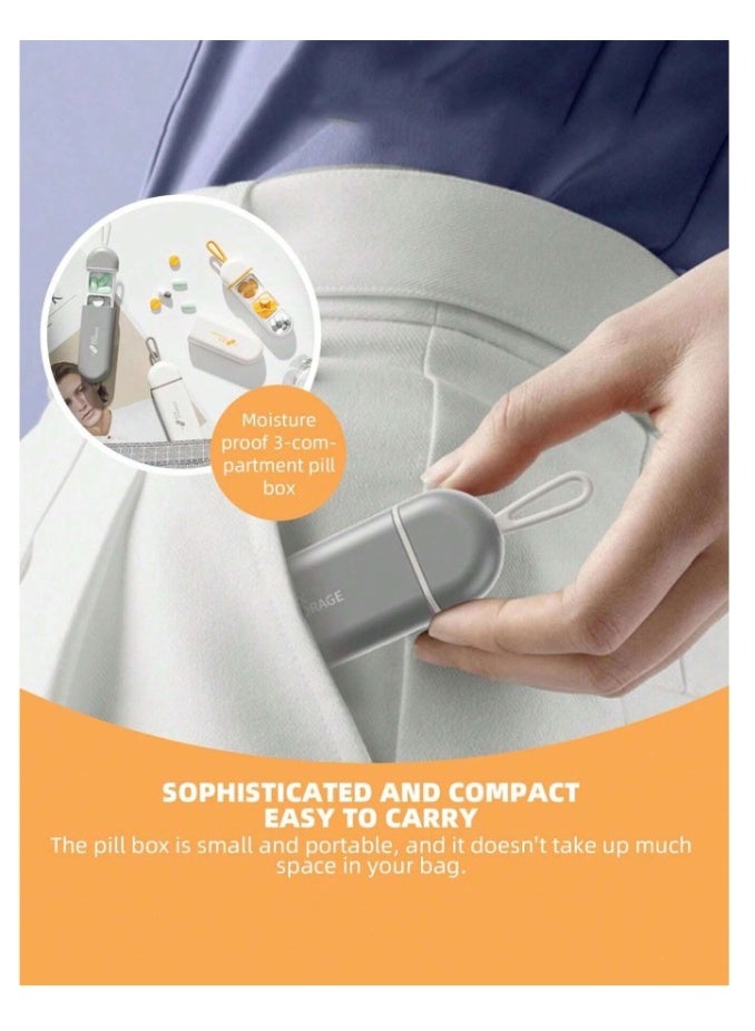 منظم ادوية وفيتامينات يومي قطعة واحدة - مقسمة ل 3 اماكن، علبة محمولة للسفر، تستخدم للأدوية والمكملات الغذائية وزيت السمك (أبيض) - Image 3