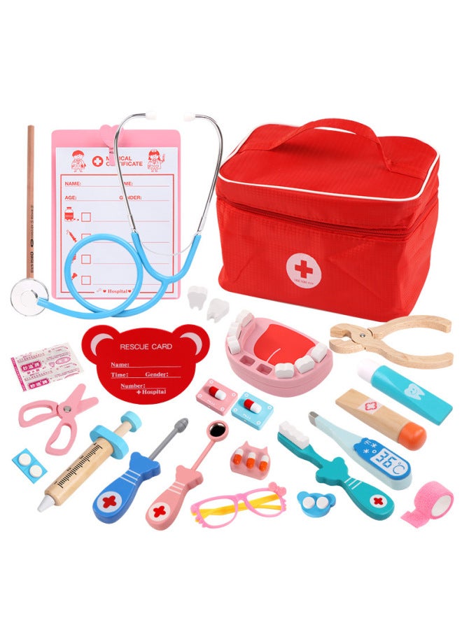 Children's Simulation Doctor Set Children's Early Education Educational Interactive Doctor Role Play Wooden Toys-Color:TL-Fun Doctor Set C - Image 2