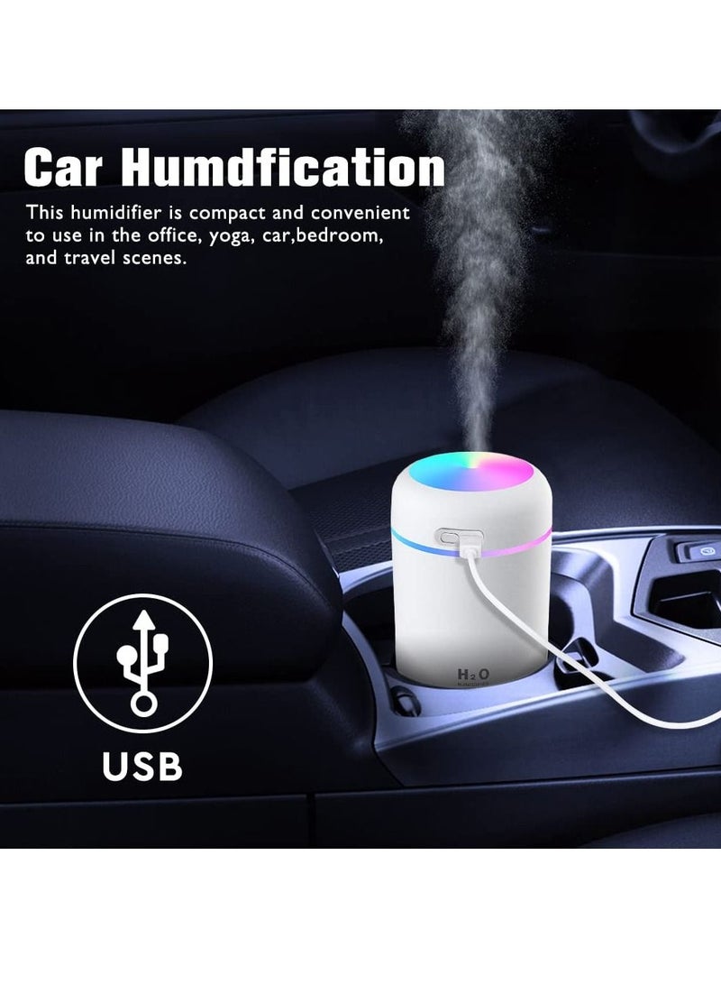 Colorful Cool Mini Humidifier, Essential Oil Diffuser, Aroma Essential USB Personal Desktop Humidifier for Car, Office Room, Bedroom etc,2 Adjustable Mist Modes (White) - Image 2