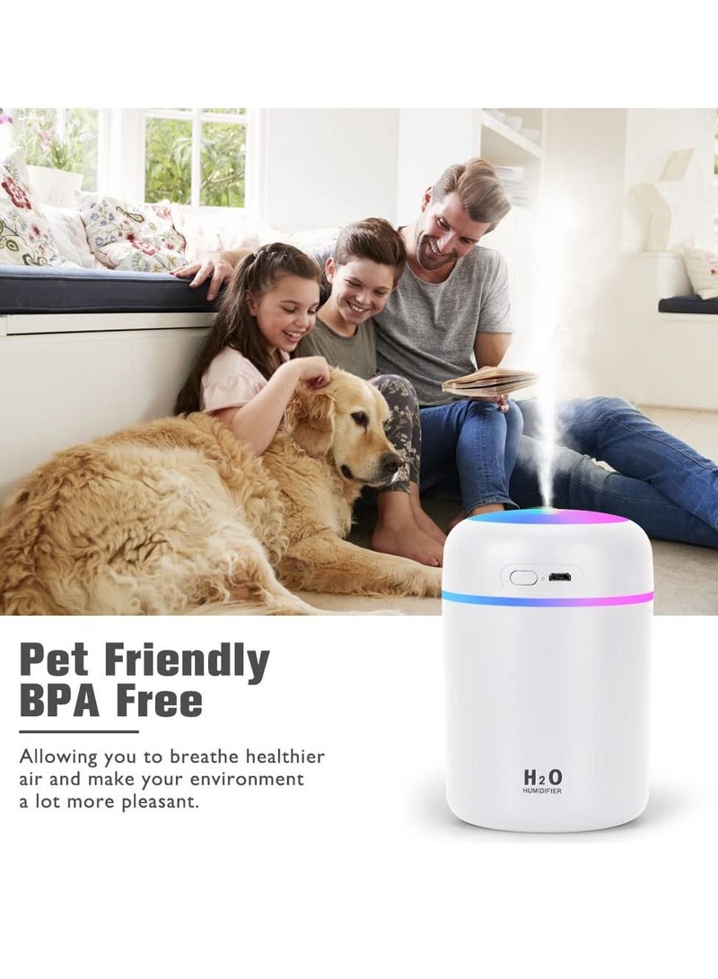 Colorful Cool Mini Humidifier, Essential Oil Diffuser, Aroma Essential USB Personal Desktop Humidifier for Car, Office Room, Bedroom etc,2 Adjustable Mist Modes (White) - Image 5