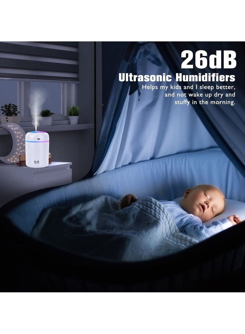 Colorful Cool Mini Humidifier, Essential Oil Diffuser, Aroma Essential USB Personal Desktop Humidifier for Car, Office Room, Bedroom etc,2 Adjustable Mist Modes (White) - Image 3