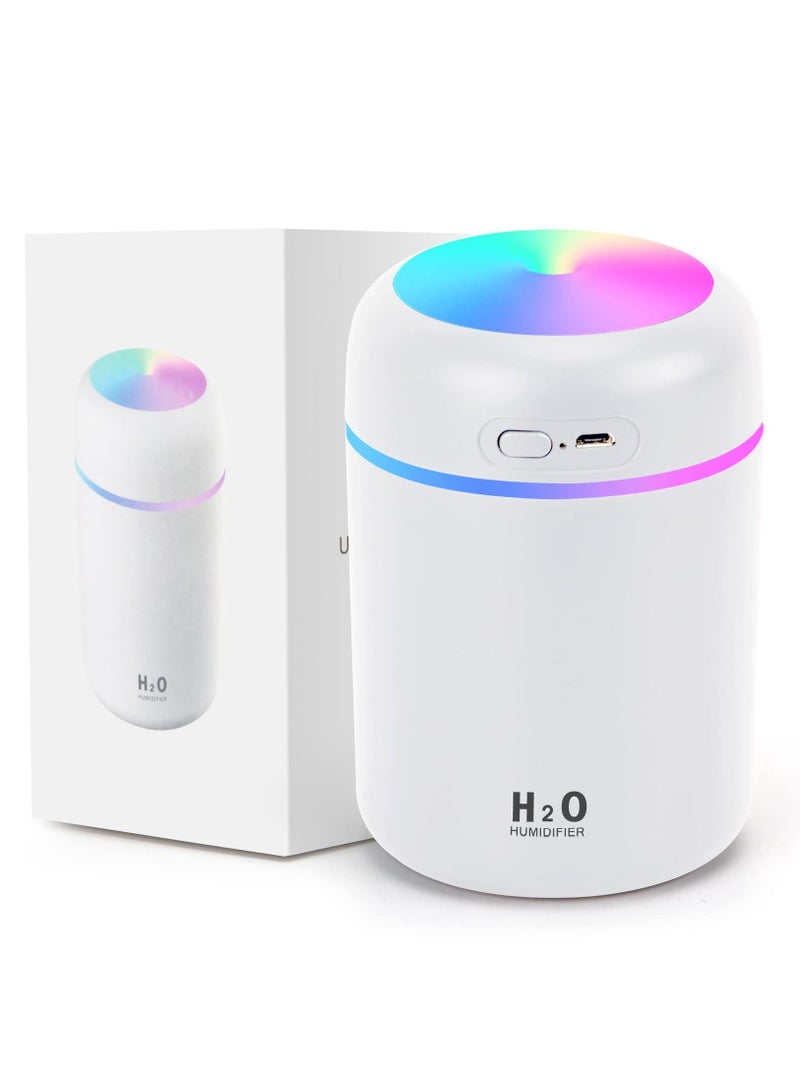 Colorful Cool Mini Humidifier, Essential Oil Diffuser, Aroma Essential USB Personal Desktop Humidifier for Car, Office Room, Bedroom etc,2 Adjustable Mist Modes (White) - Image 1