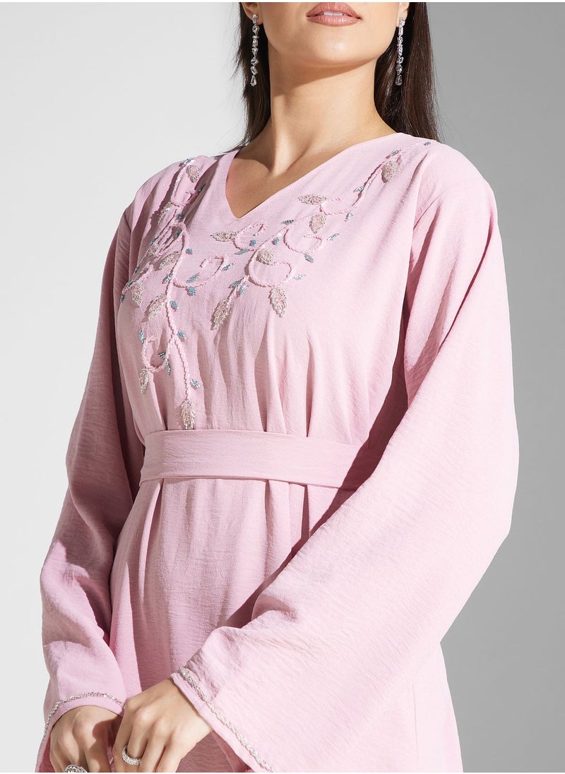 hayas closet - Embellished Belted Jalabiya - Image 1