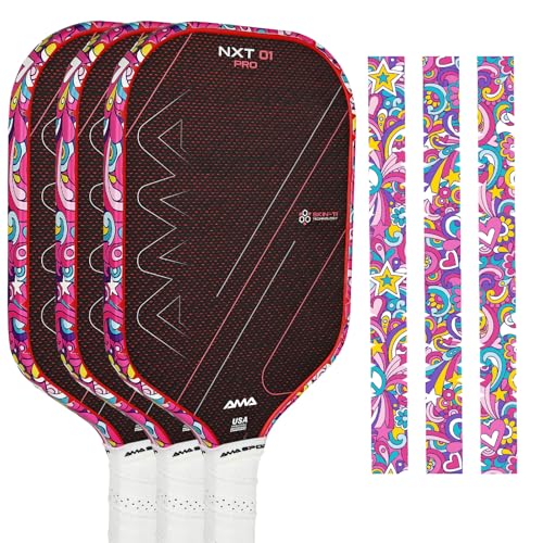 AMA SPORT Pickleball Paddle Edge Guard Tape 3 Pack Edge Protection Tapes 26mm Width Paddle Edge Cover Perfectly Fits Curved Edge Without Wrinkling (Magical Pink) - Image 1