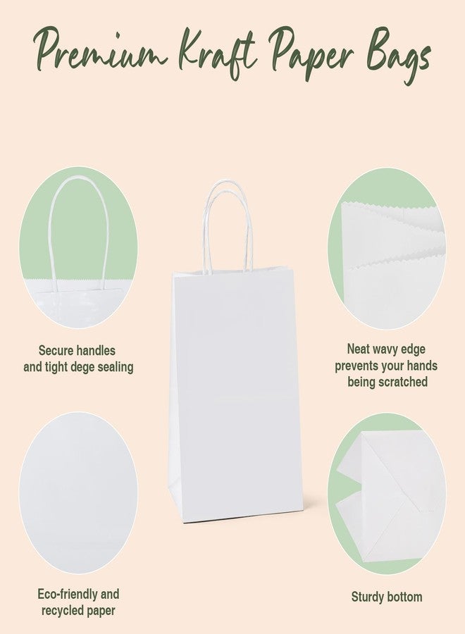 GSSUSA 5.25x3.75x8 20Pcs White Paper Bags With Handles Small Gift Bags for Shopping,Craft,GroceryParty,Retail,Lunch,Business,Wedding,Merchandise,Boutique - Image 4