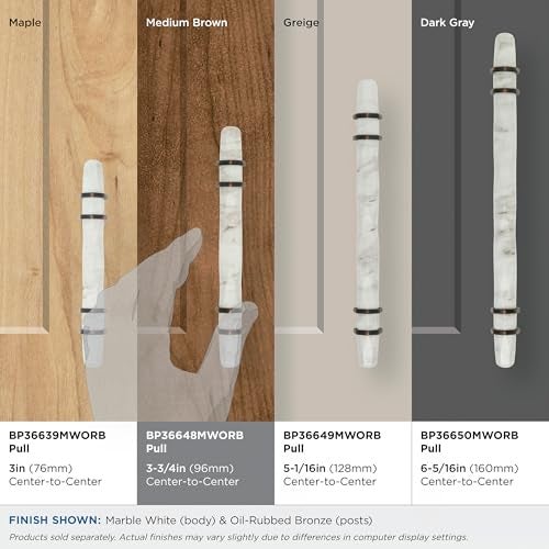Amerock | Cabinet Pull | Marble White/Oil-Rubbed Bronze | 3-3/4 inch (96 mm) Center to Center | Carrione | 1 Pack | Drawer Pull | Drawer Handle | Cabinet Hardware - Image 3