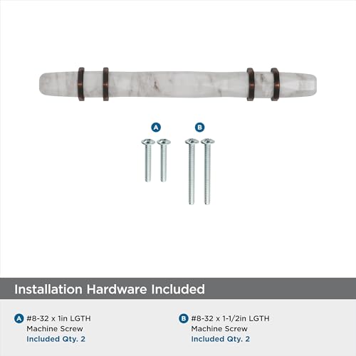 Amerock | Cabinet Pull | Marble White/Oil-Rubbed Bronze | 3-3/4 inch (96 mm) Center to Center | Carrione | 1 Pack | Drawer Pull | Drawer Handle | Cabinet Hardware - Image 5