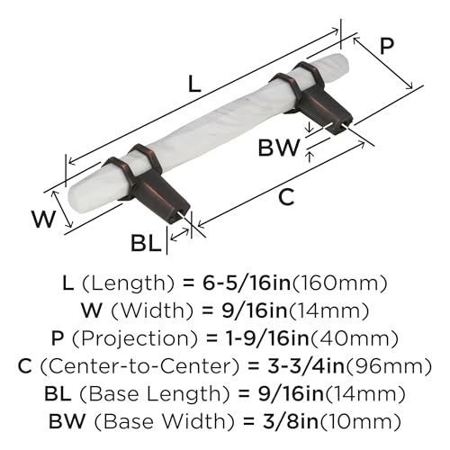 Amerock | Cabinet Pull | Marble White/Oil-Rubbed Bronze | 3-3/4 inch (96 mm) Center to Center | Carrione | 1 Pack | Drawer Pull | Drawer Handle | Cabinet Hardware - Image 4