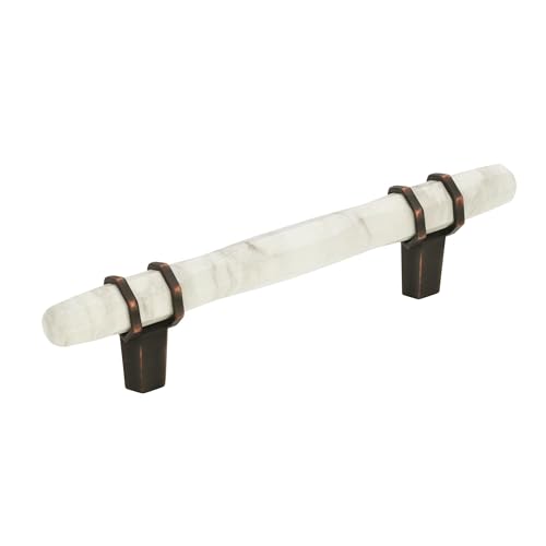 Amerock | Cabinet Pull | Marble White/Oil-Rubbed Bronze | 3-3/4 inch (96 mm) Center to Center | Carrione | 1 Pack | Drawer Pull | Drawer Handle | Cabinet Hardware - Image 1