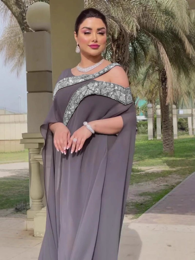 فستان سهرة كرات شيفون مزين بالخرز للنساء المستقلات - Image 3