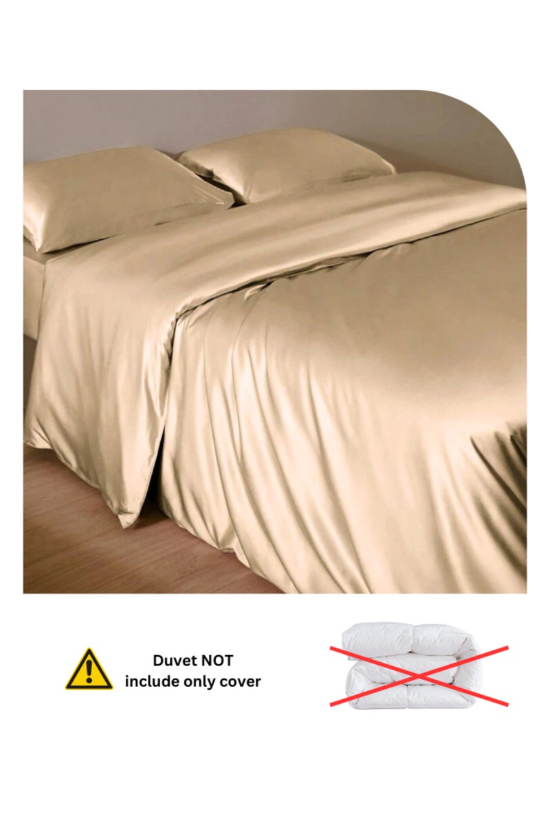 LUNA Home Silky Satin, King Size 6-Piece Bedding Set, Plain Gold Brown Color 220x240cm. - Image 4