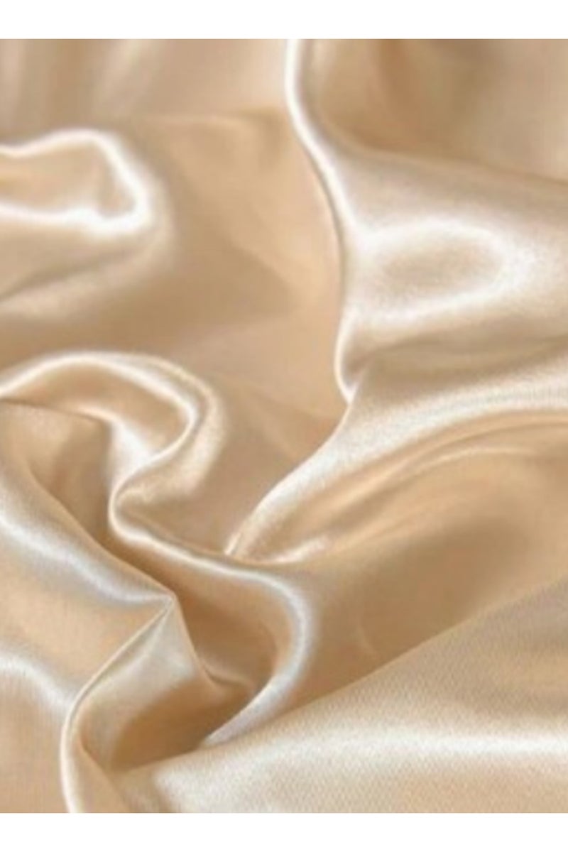 LUNA Home Silky Satin, King Size 6-Piece Bedding Set, Plain Gold Brown Color 220x240cm. - Image 5