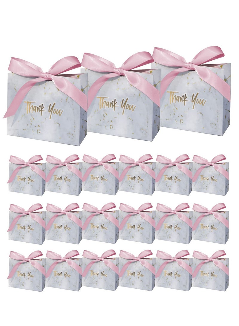 Zikra 40Pcs Thank You Gift Bags with Bow Ribbon Small Paper Gift Bags Favour Bags for Wedding Party Birthday Party Baby Shower Pink Ribbon - Image 1