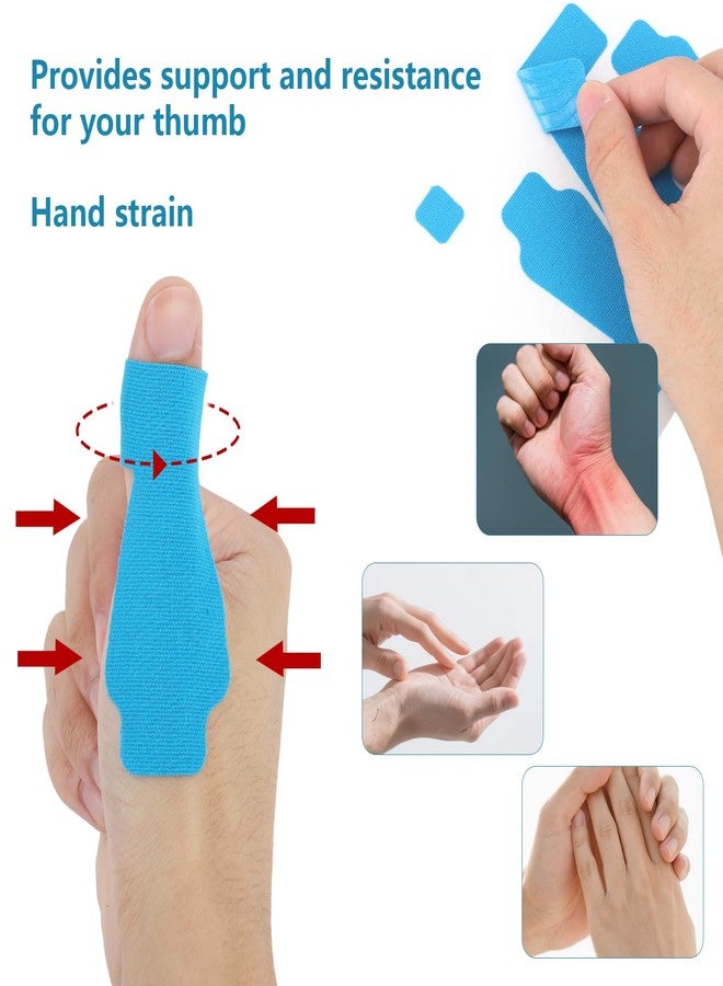 lasuroa 10pcs Thumb Support Tape, Self-Adhesive Kinesiology Thumb Support Brace Protective Straps Stretchy Athletic Tape for Sport Housework Joint Supporting (Blue) - Image 4