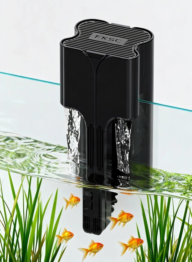 FKSC Hang On Back Aquarium Filter Up 10 Gallons Fish Tanks, 3-Stage Multi-Stage Filtration with Surface Skimmer, Ultra Quiet HOB Power Waterfall Filter for Freshwater - Image 1