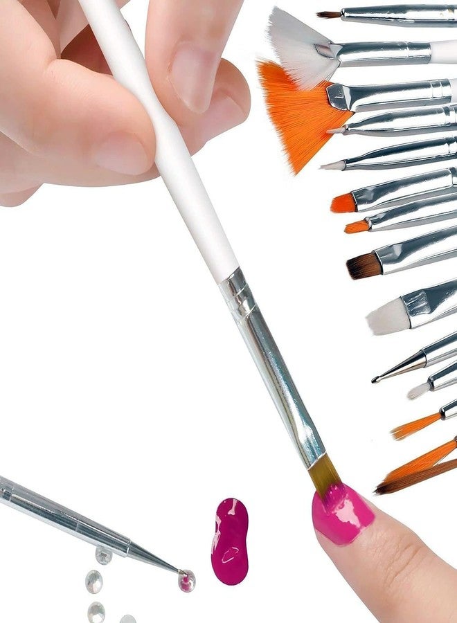 LANELLIE 15 Pieces Nail Art Brush Set for Detailing, Striping, Blending, Nail Art, 3D-Gel Painting, 1 Set Dotting Pen For Fan and Liner, 5Pcs 2 Way Dotting Pen Tool Set Nail Art Tip, Multicolor - Image 4