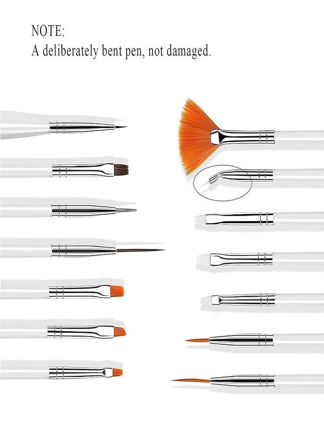 LANELLIE 15 Pieces Nail Art Brush Set for Detailing, Striping, Blending, Nail Art, 3D-Gel Painting, 1 Set Dotting Pen For Fan and Liner, 5Pcs 2 Way Dotting Pen Tool Set Nail Art Tip, Multicolor - Image 5