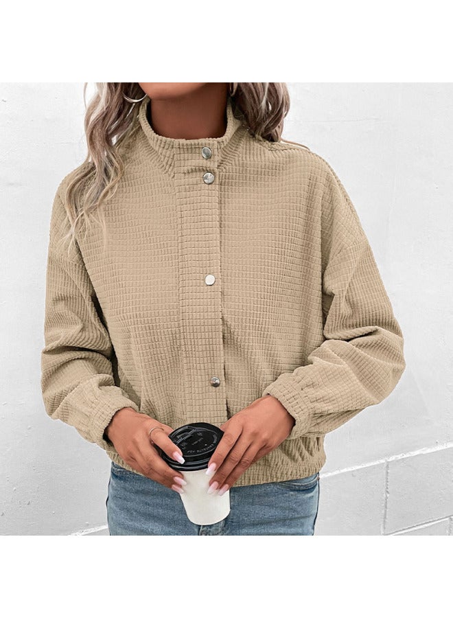 Song Feng Ya Autumn Winter Solid Color Women's Clothing Corduroy Brown Ladies Jacket - Image 2
