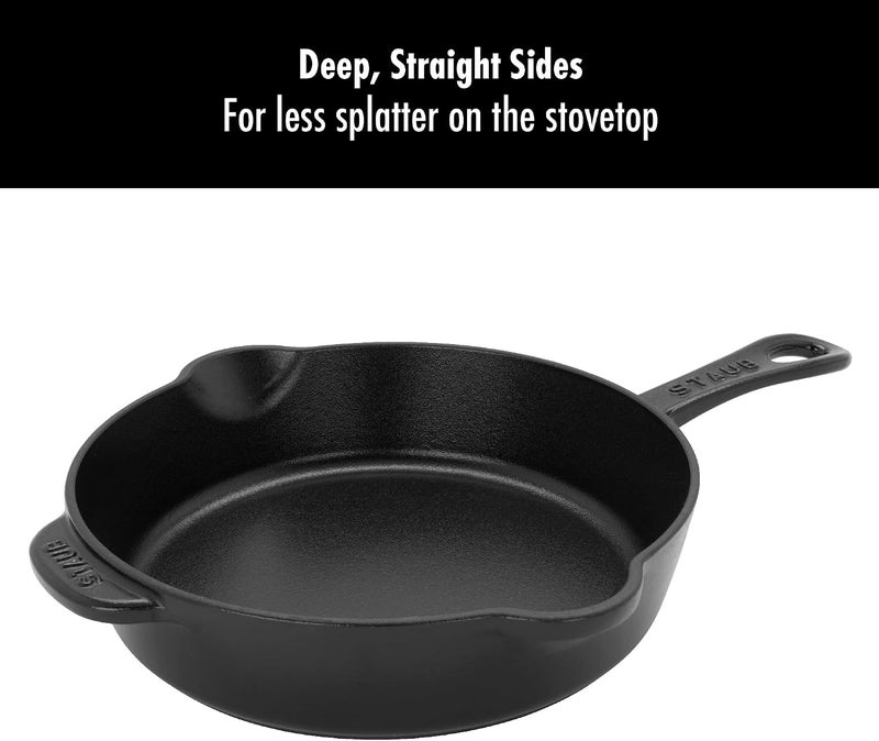 STAUB 8.5-Inch Cast Iron Traditional Deep Skillet - Black - Image 4