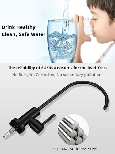 Bifordo Drinking Water Faucet Matte Black Water Filter Faucet, SUS304 Stainless Steel, Easy to Install Reverse Osmosis Faucet for Kitchen Bar Sink - Image 3