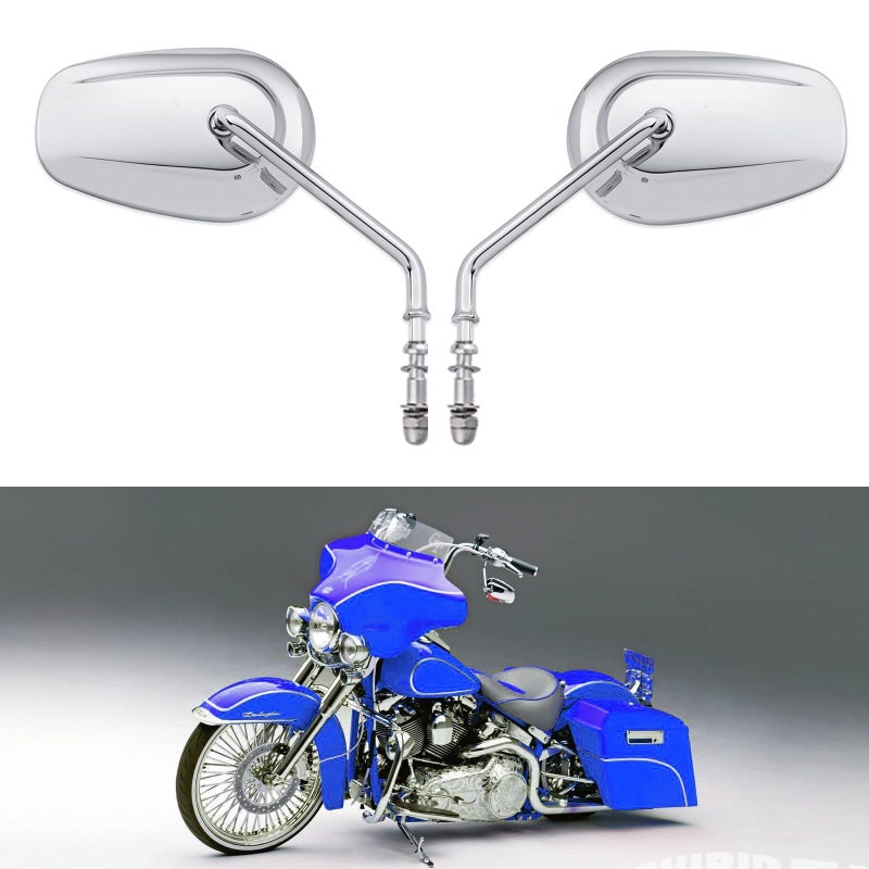 8mm Chrome Motorcycle Sportster Mirrors Long Stem Compatible With Road King Street Electra Glide Road Glide Dyna Softail 19822020