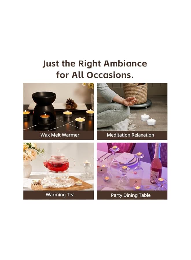 S-TOP 100 Pack Tea Lights Candles, Tealight Candles,White Smokeless Dripless Long Lasting Tea Light Candles,Tea Candles for | Weddings | Party | Shabbat | Home Decorative Tealights - Image 4
