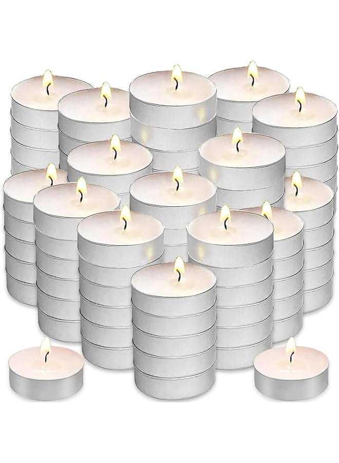 S-TOP 100 Pack Tea Lights Candles, Tealight Candles,White Smokeless Dripless Long Lasting Tea Light Candles,Tea Candles for | Weddings | Party | Shabbat | Home Decorative Tealights - Image 1