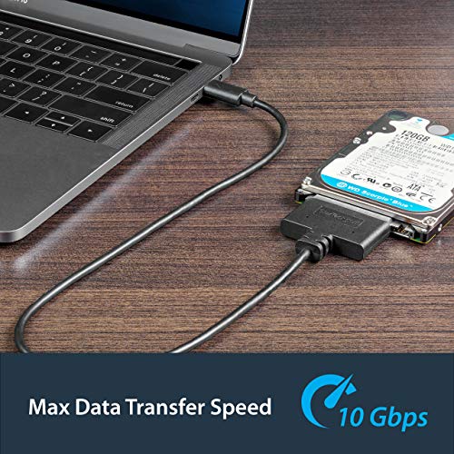 StarTech.com USB C to SATA Adapter - External Hard Drive Connector for 2.5'' SATA Drives - SATA SSD / HDD to USB C Cable (USB31CSAT3CB) Black - Image 4