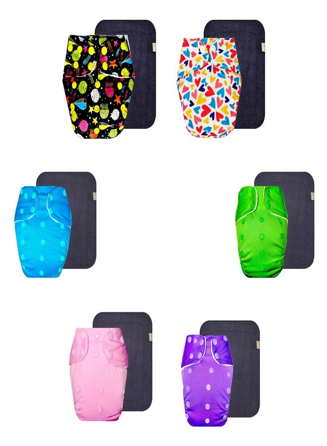 Dumbledo Premium Cloth Diaper with Gray Insert (Pack of 6) | Hypoallergenic | 6-Layer Absorbent Pad | Quick Dry | Trusted by Moms | 3 Months - 3 Years | Unisex Baby - Image 1