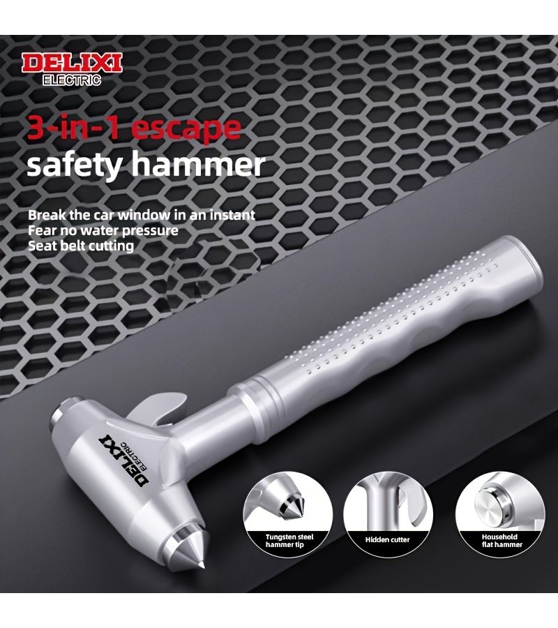 7 Inch Heavy Duty Steel Car Safety Hammer With Glass Breaker And Seatbelt Cutter Multi Function Emergency Escape Tool For Auto Accidents - Image 3