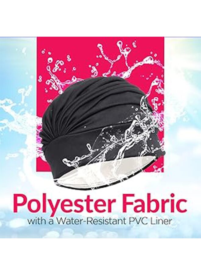 Generic Women Turban Swim Cap, Elastic Bathing Cap Long Short Hair Pleated Turban Swimming Cap Soft Bonnet Beanie Cap - Image 4
