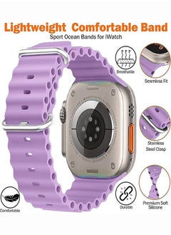 Generic Ultra Strap Compatible with Apple Watch Strap 49mm 45mm 44mm 42mm, Soft Loop Silicone Straps with Buckle Designed for Apple Watch Ultra Series 8 7 SE 6 5 4 3 2 1 - Purple  - Image 3