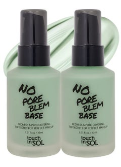 Touch in Sol TOUCH IN SOL Redness Correcting Base Primer  Pore Minimizing Green Toned Makeup Base  Tone Neutralizing before Foundation  Minimize Rosacea Redness  No Pore Blem Primer Base 101 floz 2 Pack 