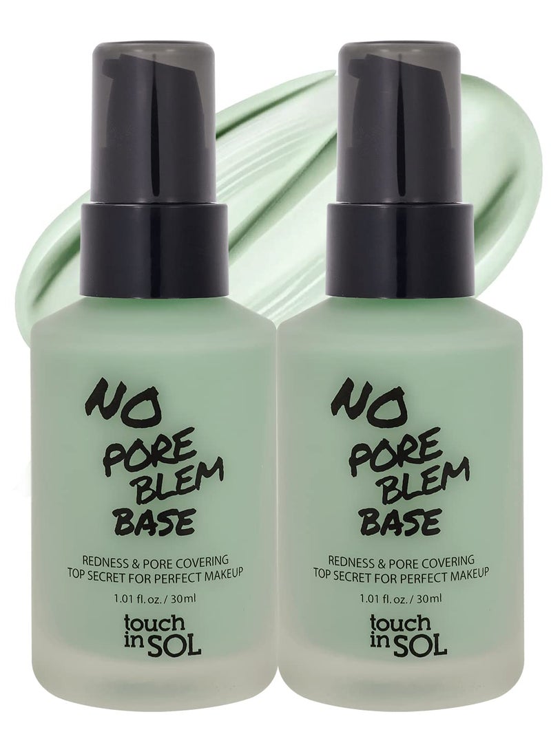 Touch in Sol TOUCH IN SOL Redness Correcting Base Primer  Pore Minimizing Green Toned Makeup Base  Tone Neutralizing before Foundation  Minimize Rosacea Redness  No Pore Blem Primer Base 101 floz 2 Pack 