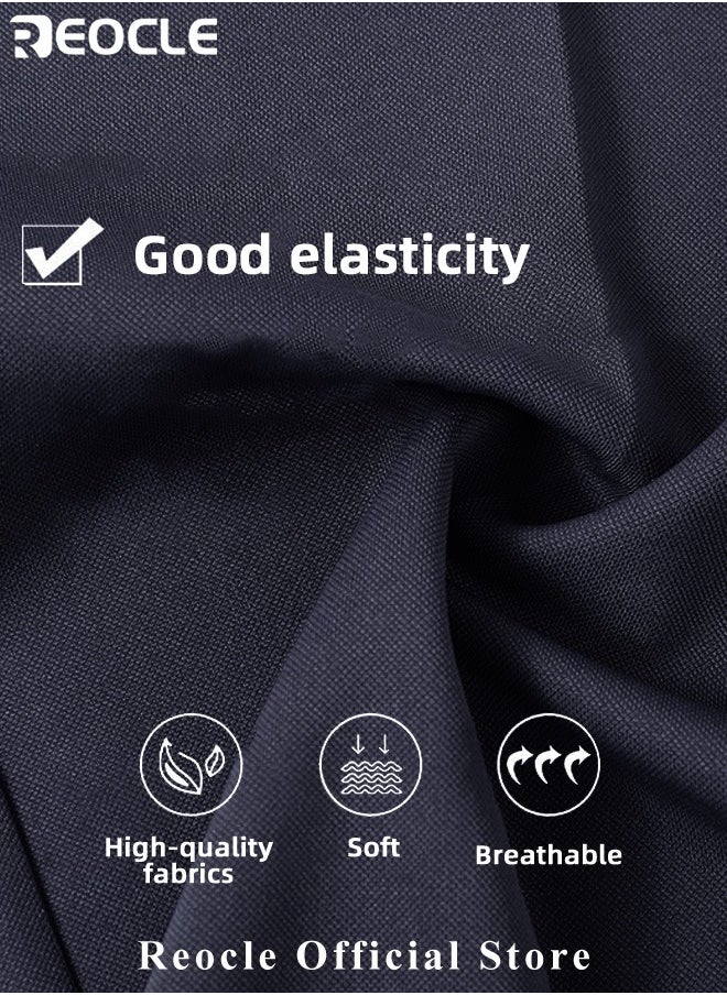REOCLE Men's Pant Classic Slim-Fit Flat-Front Suit Pant Skinny Pants Gentleman Anti-wrinkle Suit Pants Summer Thin Trousers Loose Straight Fit Trousers  - Image 3