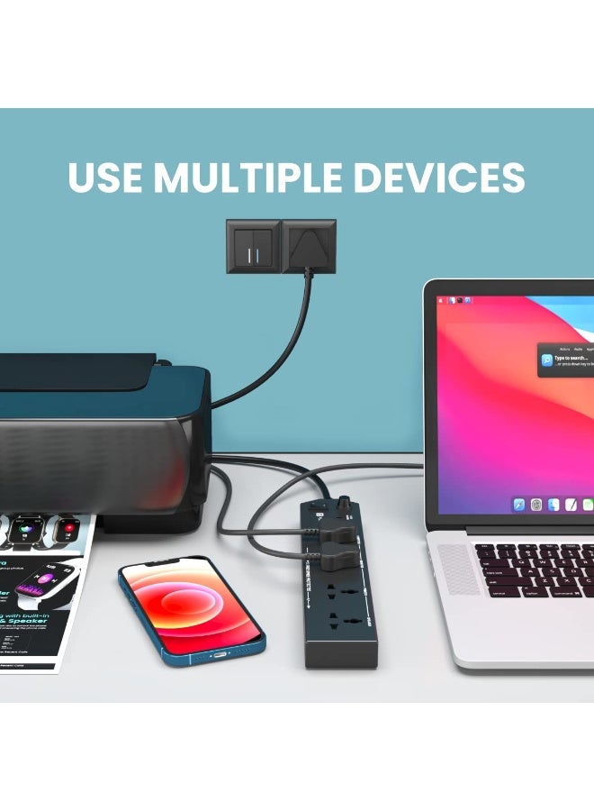 Portronics Power Plate 10 Extension Board with 4 Universal Sockets, 3 Meter Long Cord, 1500 Watts, 6 Amp Multi Plug for Office & Home Appliances (Black) - Image 2