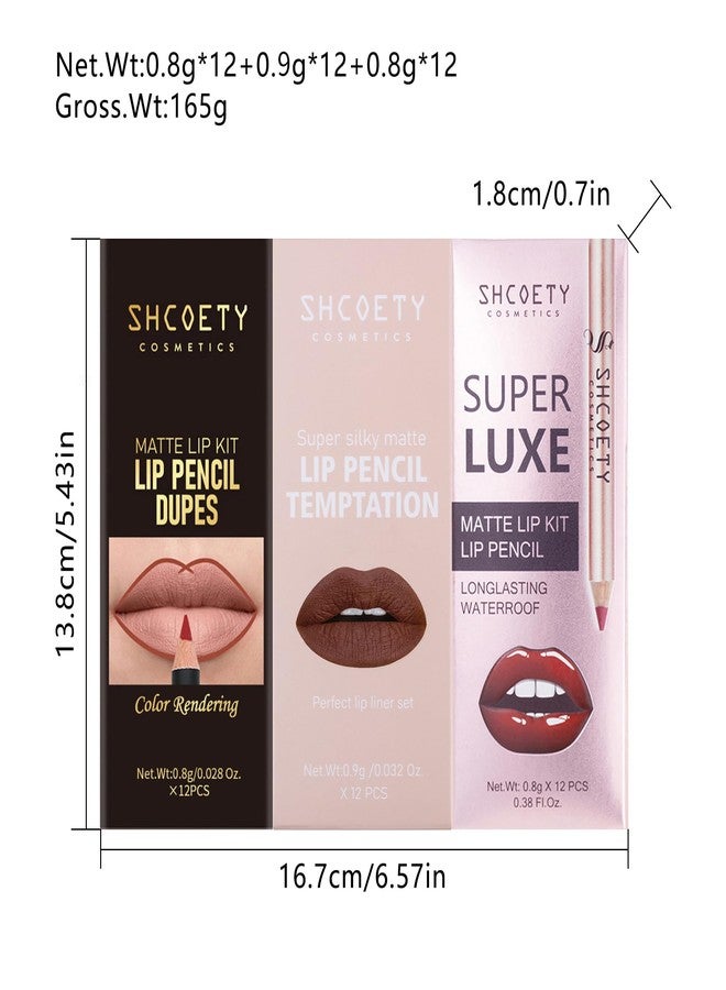 SHCOETY Matte Lip Liner Set, 36 Pieces Waterproof Lip Pencils,Assorted Colors - Image 3