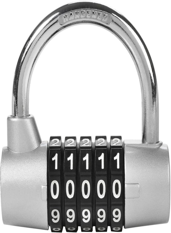 GION Combination Lock, Outdoor 5 Digits Large Combination Lock Gym Locker Lock, School Locker, Sports, Hasp Cabinet, Fence, Gate, Toolbox Combo Loock | Travel Security Lock for Luggage, Door (Silver) - Image 1