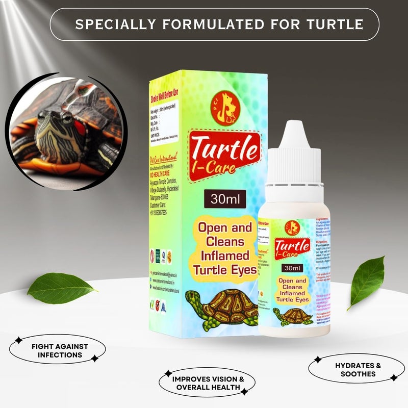 Sage Square Turtle I-Care Eye Drops (30ml) | Supports Swollen, Inflamed & Infected Eyes | Promotes Clear Vision & Eye Health | Essential Care for Healthy Turtles | Helps in Vitamin A Deficiency (30ml) - Image 3