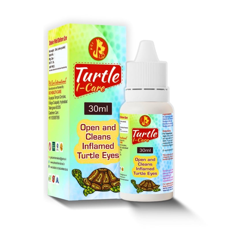 Sage Square Turtle I-Care Eye Drops (30ml) | Supports Swollen, Inflamed & Infected Eyes | Promotes Clear Vision & Eye Health | Essential Care for Healthy Turtles | Helps in Vitamin A Deficiency (30ml) - Image 1