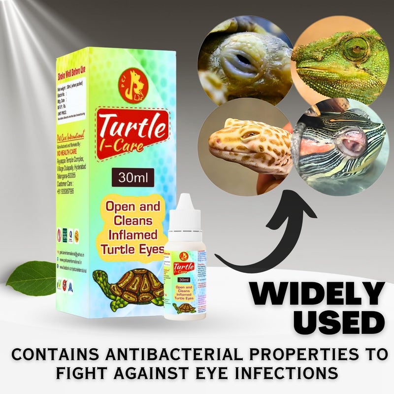 Sage Square Turtle I-Care Eye Drops (30ml) | Supports Swollen, Inflamed & Infected Eyes | Promotes Clear Vision & Eye Health | Essential Care for Healthy Turtles | Helps in Vitamin A Deficiency (30ml) - Image 4