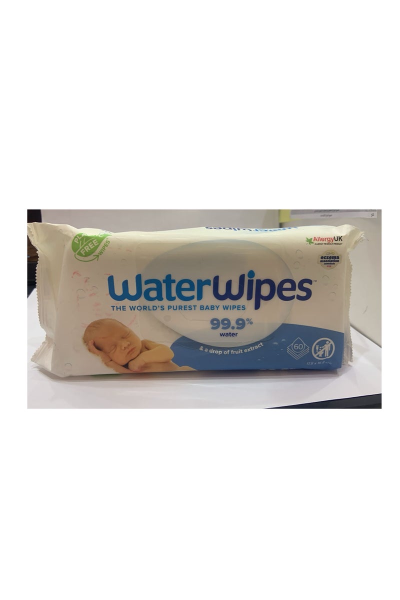 WaterWipes Sensitive Newborn Unscented Biodegradable Wet Wipes, 60 Count  - Image 1