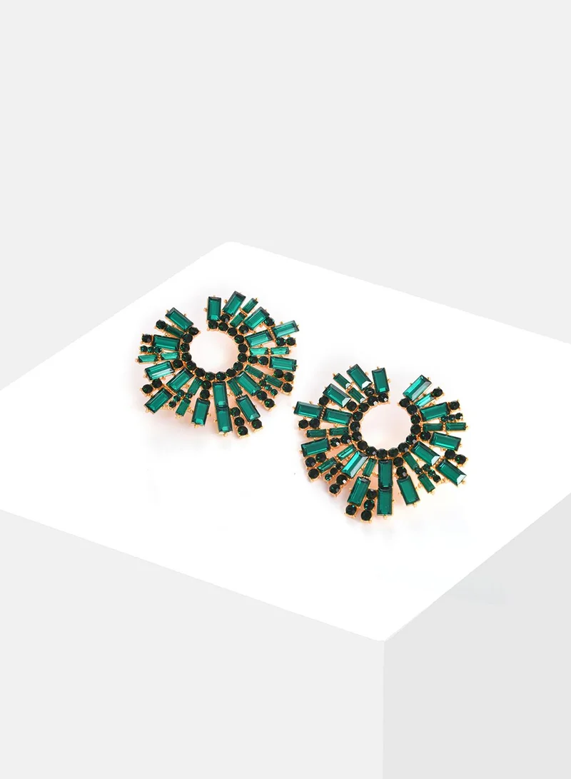 SOHI Green Contemporary Artificial Stud Earring Jewellery
