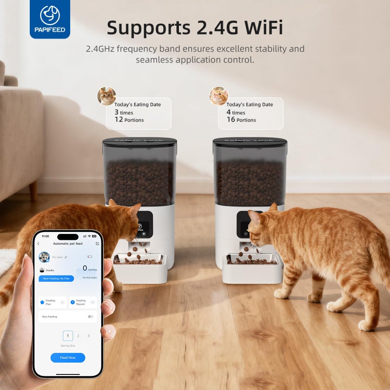 PAPIFEED Smart Automatic Cat Feeders Pet Feeder : WiFi Pet Feeder with APP Control for Remote Feeding, Detachable for Easy Clean,Stainless Steel Bowl,1-10 Meals Per Day for Dog (6L/25Cup) - Image 5