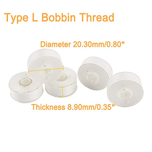 New brothread 144pcs Type L (SA155) Size White Prewound Bobbin Thread Plastic Side for Commercial & Home Embroidery and Sewing Machines - 90 Weight Cottonized Soft Feel Polyester Sewing Thread - Image 3