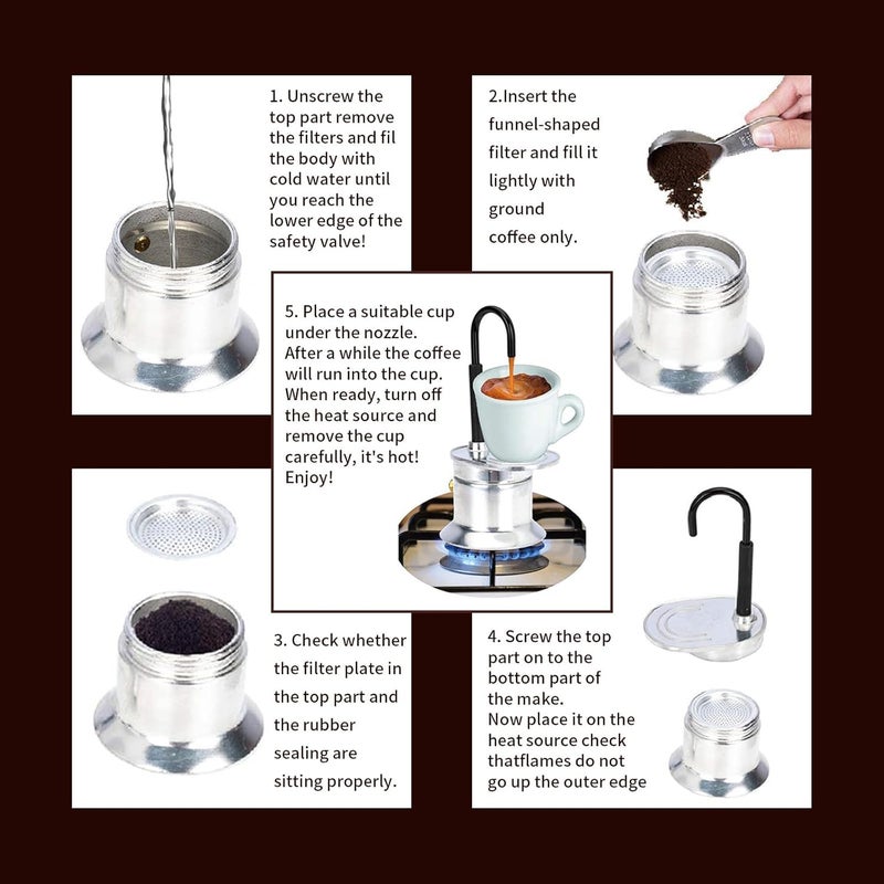 KERFORA 1 Cup Spout Mini Coffee Pot Lightweight Mini Coffee Maker for Camping PartiesHome Garden Kitchen Dining Bar Small Kitchen Appliances Coffee Tea Makers Percolators Moka Pots - Image 3